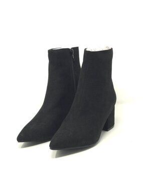 Sugar Nightlife Black Suede Square Toe Zip Ankle Boots Size 6M